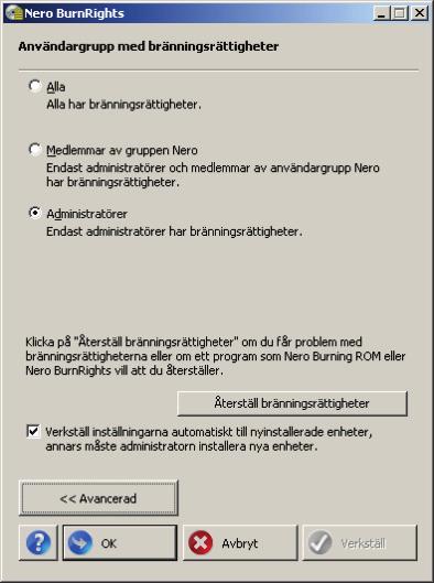 Enkelt Nero BurnRights-fönster under Windows XP 2 Enkelt Nero BurnRights-fönster under Windows XP Efter att du har startat Nero BurnRights under Windows XP, öppnas fönstret för Nero Burn- Rights.