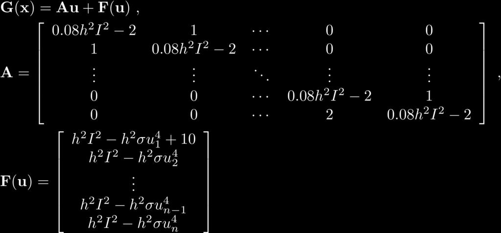 0 I 0.5!! Ett av randvillkoren nu en derivata! På matrisform blir det = 0!! Bandmatrismetoden! Punkt n på randen 0.5 eftersom u(0.5) okänd!