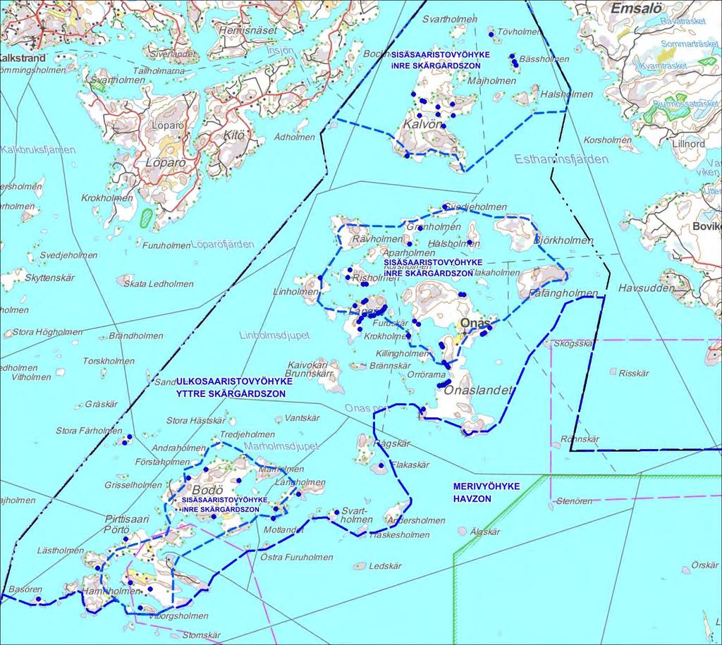 Konsekvenser för naturlandskapet i skärgården Naturförhållandena är olika i olika delar av Onas skärgård.