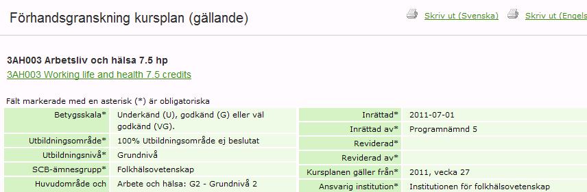 När du klickar på Granska gällande öppnas kursplanen i ett nytt fönster. 3.