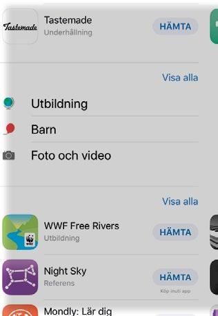 3 Arbeta med appar APP STORE Det finns mängder med appar som du kan ladda ner från App Store. För att kunna hämta appar behöver du ha en internetanslutning och ett Apple-ID.