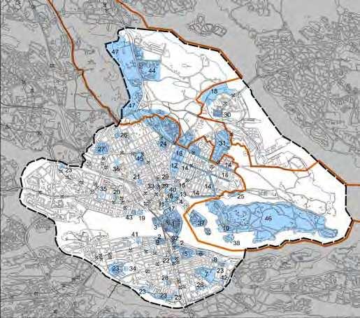 För delar av Roslagsvägen kan riksintresset komma att ersättas av Norra länken. Värtabanan är av riksintresse för kommunikation. Roslagsbanan är av riksintresse för kommunikation. 1. Gamla Stan 2.