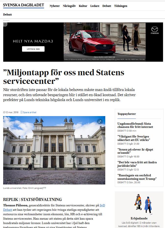 SvD Debatt Samtliga prefekter på N-fak och LTH svarar gemensamt på en debattartikel från Thomas Pålsson,