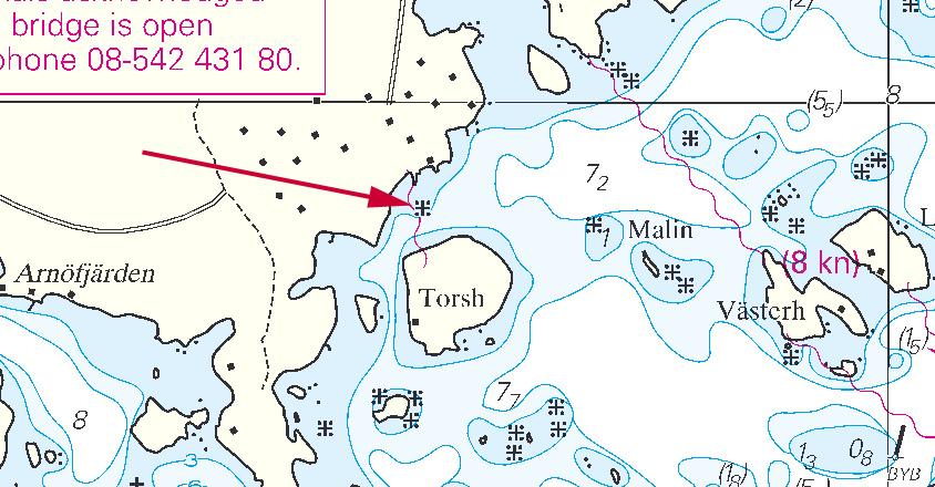 Nr 226 8 Norra Östersjön / Northern Baltic * 5146 Sjökort/Chart: 612 Sverige. Norra Östersjön. Stockholms skärgård. SO om Norra Ljusterö. Torsholmen. Undervattenssten ändras till bränning.