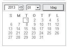 Söka Efter Lagrad Video I Kalendern Om videodata har lagrats på ett datum går det att urskilja datumet i grönt.