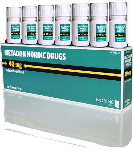7-pack i alla styrkor Metadon Nordic Drugs finns i 25 olika styrkor - från 10 mg upp till 200 mg. Läkemedlet är tillgängligt som singelflaska och som förpackning om 7 flaskor.