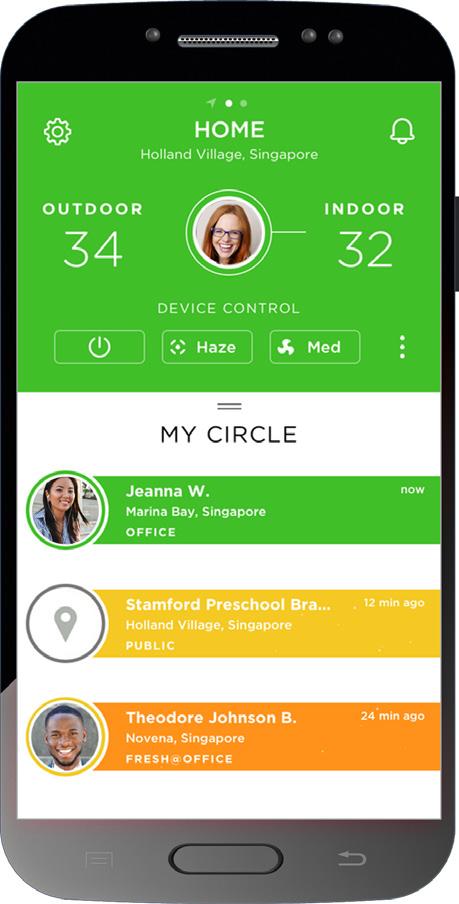 Dessa mätningar kombineras med data för luften utanför din fastighet och presenteras för dig via en lättanvänd smartphoneapp.