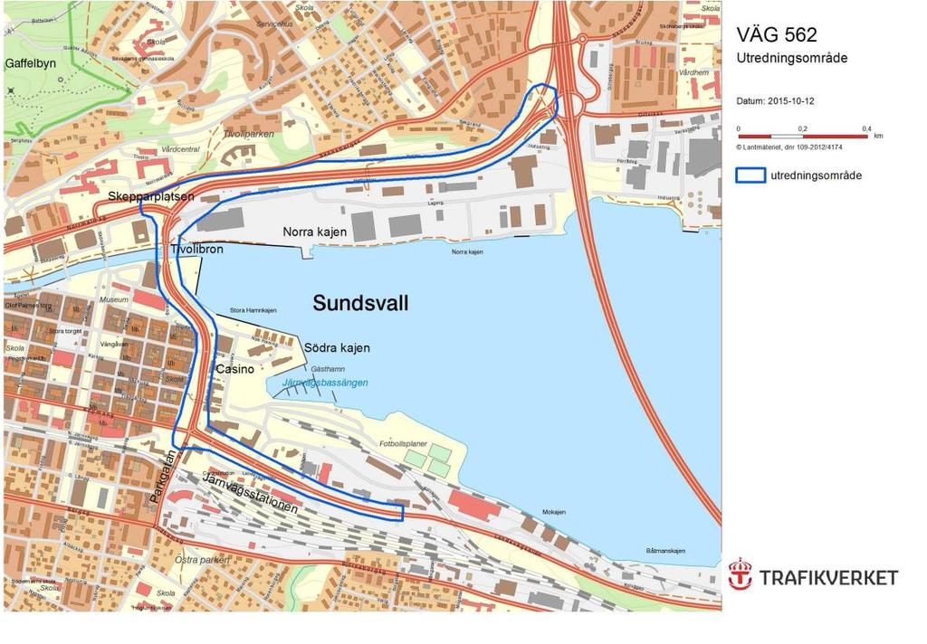 Bakgrund Väg 562 genom Sundsvall var, innan den nya bron över Sundsvallsfjärden togs i drift, E4 genom Sundsvall.