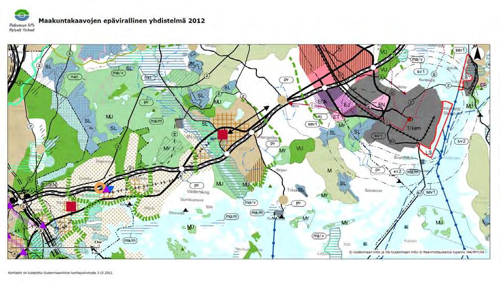 Landskapsplan Östra Nylands landskapsplan: I det område där planen ska upphävas gäller den av miljöministeriet 15.2.2010 fastställda övergripande landskapsplanen för Östra Nyland.