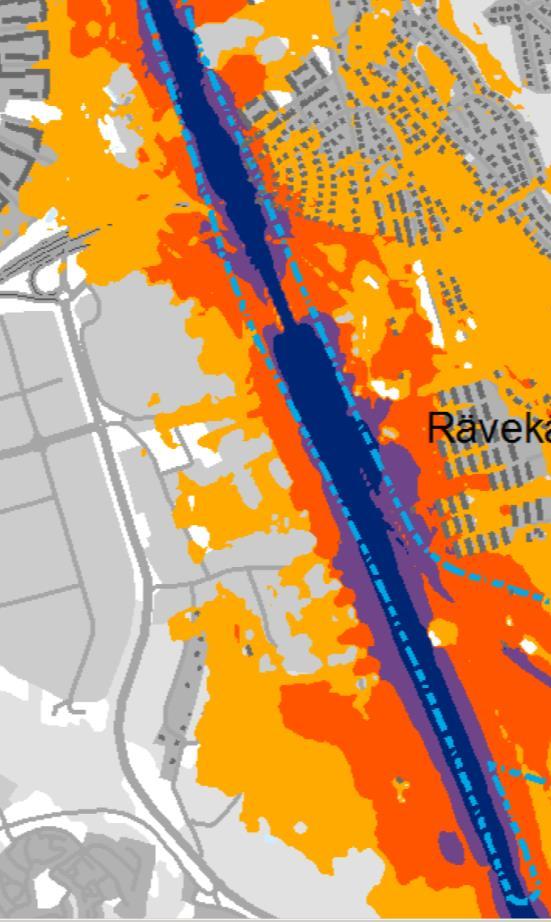 Utbyggnad av Götalandsbanan och alternativ Mölndal Syd bedöms vara det alternativ som ger störst bullerpåverkan till för Tingshuset 13.