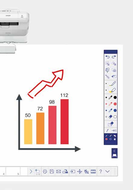 Dela, spara och skriv ut Läs mer på sida 6 Dela Skapa ett samarbetsinriktat möte runt din interaktiva projektorlösning från Epson.