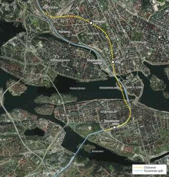 Fig. 1. Citybanans sträckning under Stockholms innerstad Bakgrund Varför Citybanan? Spårkapaciteten genom centrala Stockholm är idag maximalt utnyttjad och ytterligare behov finns.