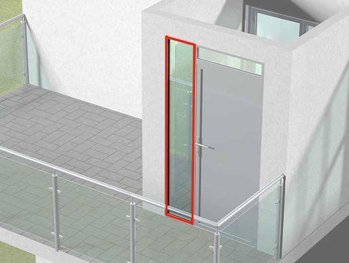 Glas i yttervägg (över 0,8 m från golv) Inga krav på personsäkerhet,