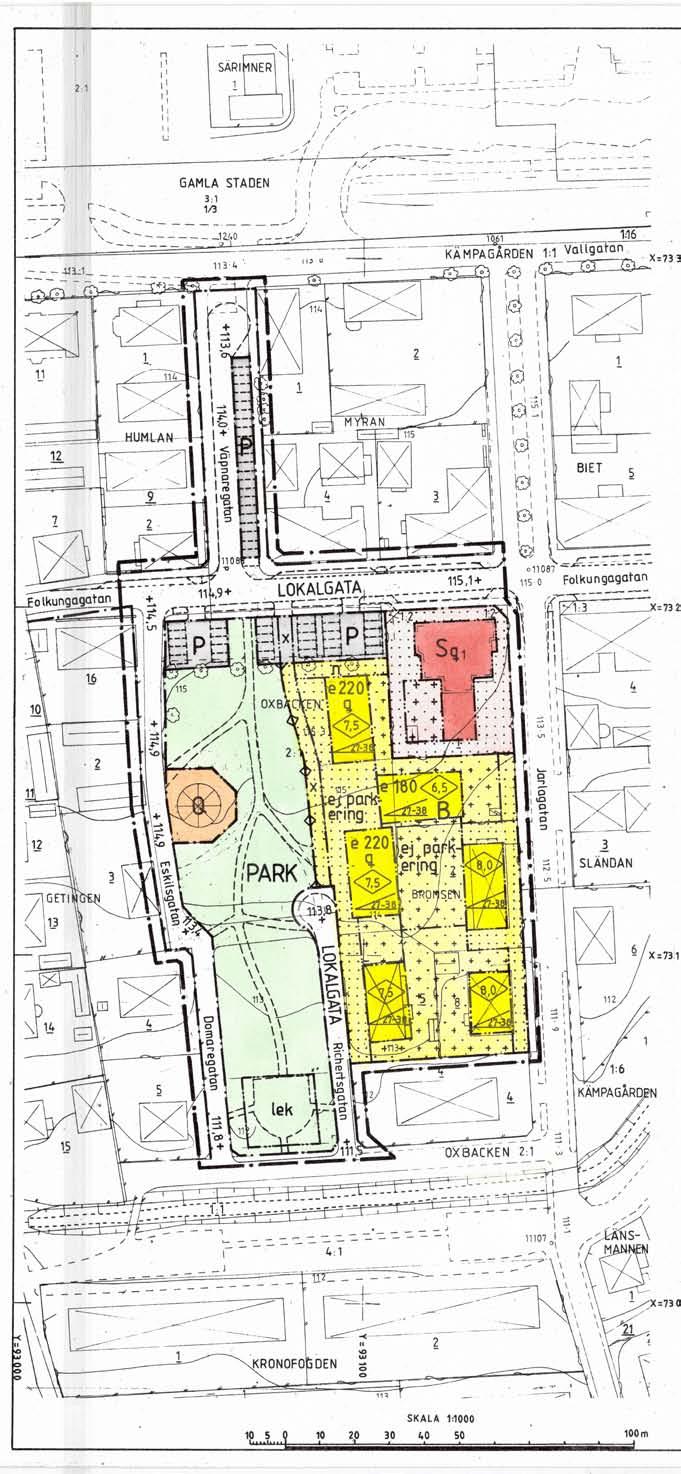 Förändringar i plankartan Följande förändringar föreslås i plankartan för detaljplan Vattentornsparken B330. Ändringarna gör direkt i gällande plankarta och skall ersätta befintliga bestämmelser.