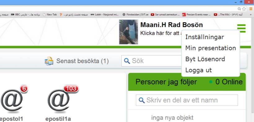 Inställningar Du kan redigera din profil och dina inställningar, byta
