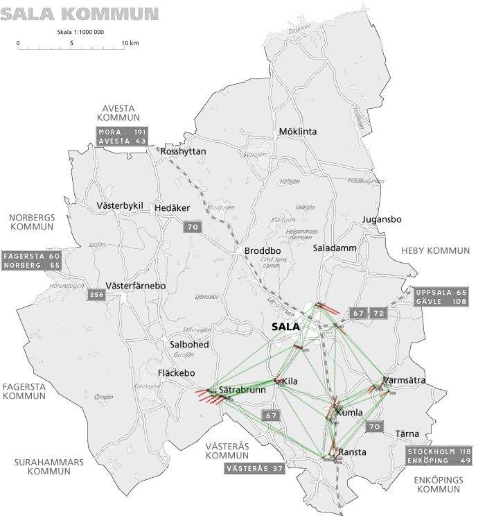 3 Resultat Endast en del av Sala kommun täcktes av inmätta passpunkter på grund av projektets omfattning (Figur 3).