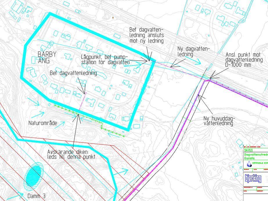 21 5.4.1 Utttja befintlig dagvattenledning i Bärby Äng Idag finns en befintlig dagvattenledning som samlar upp dagvattnet från den befintliga bäcken, se Bild 7.