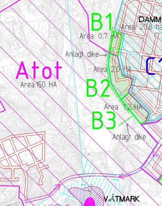 24 5.6 Ytterområden B1, B2 och B3 Ytterområdena B1-B3 ingår i avrinningsområdet för den föreslagna våtmarken vid Bläckhornet.
