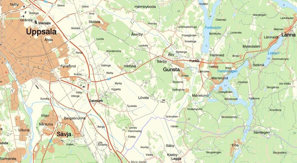 4 1 Bakgrund och syfte Samhället Gunsta är beläget ca 1 mil öster om Uppsala, se.