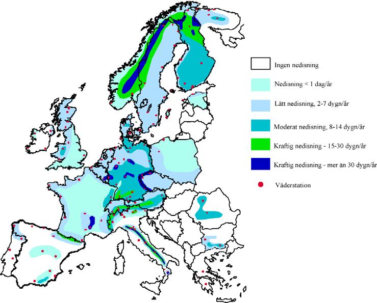 2.2 The WECO project, 1996-1998 Mapping of rime icing was carried out in the FP5 EU project; Wind Energy production in Cold Climate, WECO 13.