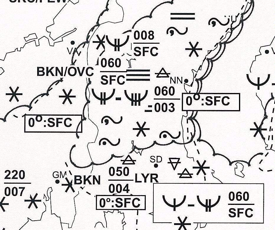 Figure 33: Aviation weather forecast by SMHI, predicting severe icing over a large area from the ground and up. These forecasts ought to be, but are currently not, validated in a systematic manner.