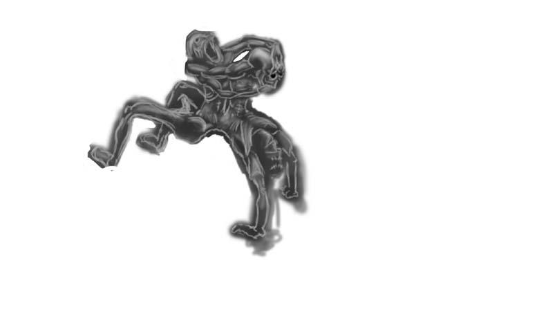 Figur 4: Tredje karaktären som träder fram är en Deamon Abomination, det är en figur beståendes av en man som står i brygga, som har två personer