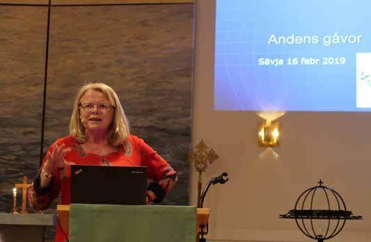 Ingrid Lundström i Sävja kyrka med utvecklingsprojektet SÄND.