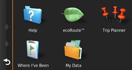 4 Använder appar som ecoroute och Help. 5 5 Justera inställningarna. Du kan få mer information om hur du använder navigeringssystemet under hjälpmenyn Help.