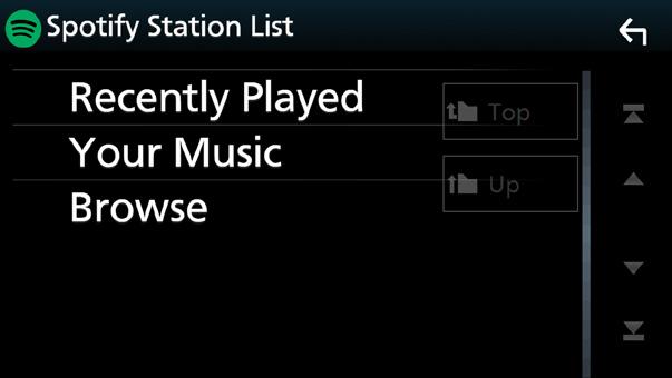 APPAR Android Auto /Apple CarPlay 3 Åtgärdstangenter [ ] : Visar menyskärmen [ ] : Ny radiostation som anknyter till artisten till den låt som för närvarande spelas väljs och uppspelning börjar.