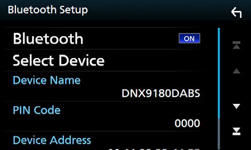 Bluetooth-kontroll ÑÑAnsluta Bluetooth-enheten 1 Tryck på [Select Device] på skärmen Bluetooth SETUP. Radera den registrerade Bluetoothenheten 1 Tryck på [Delete].