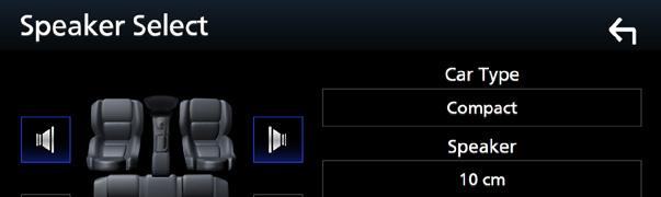 Ljudkontroll Högtalar-/X'over-inställning 1 Tryck på knappen [MENU]. hhpopup-menyn visas. 2 Tryck på [Audio]. hhljudskärmen visas. 3 Tryck på [Speaker/X'over]. 4 Välj en biltyp.