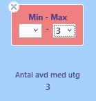 Om endast Max-värde är angivet ch Max-värdet är mindre eller lika med antalet avdelningar med utgångsmarkeringar är villkret meningslöst ch markeras med ljusröd färg.