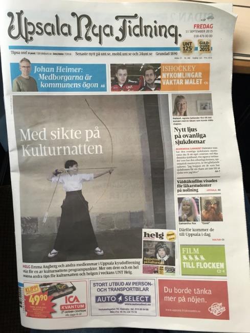 Uppvisningar Issha Kyudo Kai höll även detta år en uppvisning under Kulturnatten i Uppsala, 12 september.