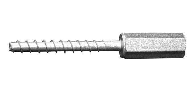 Takfäste för gängad stång en skruvas direkt i underlaget. Gängstången skruvas i hylsans mutterhål. Både M10- och M8-stång kan gängas i fästet. Nyckelvidd: 13 mm. Skruv för lättbetongsmontage.