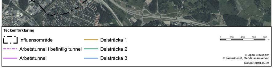 SLL har inom ramen för projekteringen av utbyggnaden av tunnelbanan utrett de hydrogeologiska förutsättningarna för projektet. Därefter har tunnelanläggningen delats in i tre delsträckor.