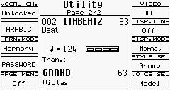 In./End 1 Tempo - Latin3 Off Jump Intro Arabic_13 Manual Bass In./End 2 minor Drum Lock Jump Fill Micro Dry Rotor On/Off In.