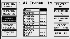 F10 MIDI Setup: Används för att välja föregående MIDI-inställning. Om inställningarna ändras, raderas de föregående när Du sparar med SAVE/ENTER.
