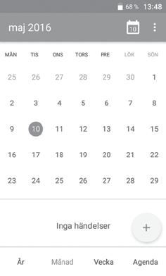 För att öppna Kalender trycker du på Appfliken från hemskärmen och därefter Kalender. 5.1.
