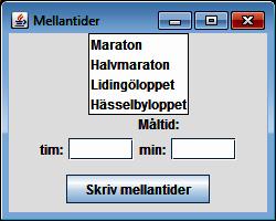 DSV SU/KTH sid 3 PROG2 Uppgift 1 (12 poäng) Det är ju populärt att springa långdistanslopp, t.ex. är drygt 21000 löpare anmälda till Stockholm Marathon imorgon lördag 2012-06-01.