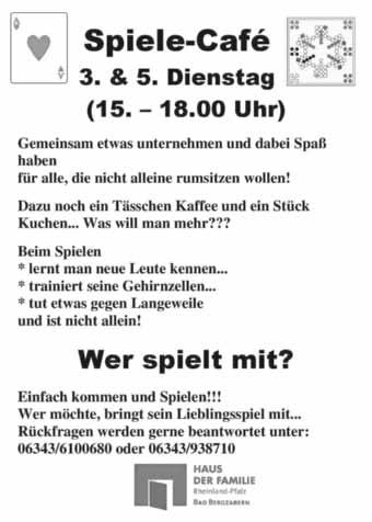 Bad Bergzabern, den 23.01.2019-13 - Südpfalz Kurier - Ausgabe 4/2019 Sie nach Hause zurück. Wir erbitten hierfür eine Spende zur Unterhaltung des ZAS-Mobils.