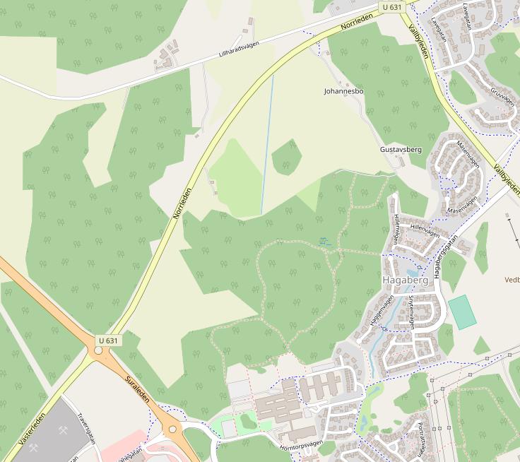 Figur 40. Visar de föreslagna förbindelsevägarna mot Sätra samt andra möjliga förbindelsevägar via Hörntorpvägen och Vallbyleden.