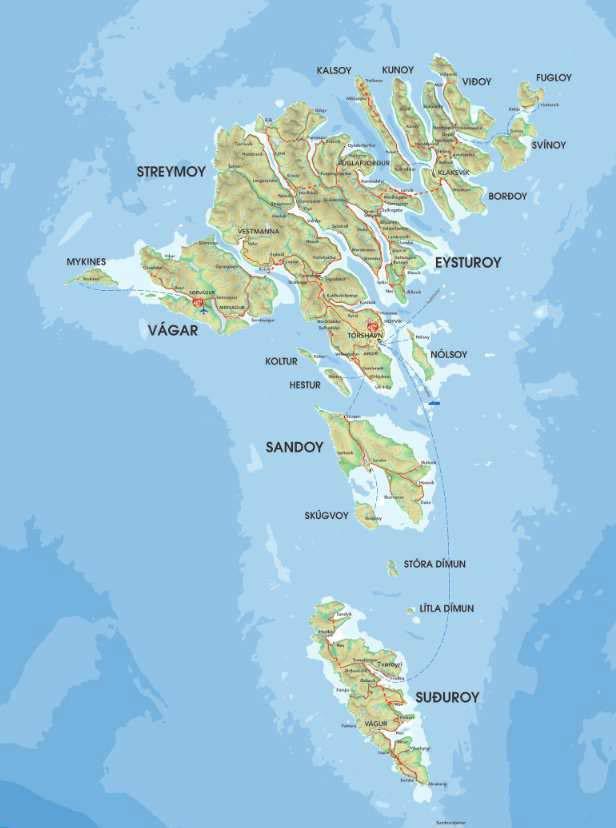 Dag 1-22 augusti Avgång från Köpenhamn med SAS 11:00 ankomst Torshavn 12:15. Guiden möter upp på flygplatsen.