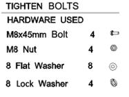 13.2 Placera pallen framför benen på blästerskåpet och montera samman delarna med M8*45mm bult, M8 mutter, 8 brickor och 8 låsbrickor enligt bilden. 14. Montera kontakterna enligt bilden.