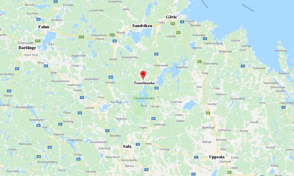Läge & kommunikation Österfärnebo ligger i Sandvikens kommun, ca 40 kilometer söder om Sandviken och 85 kilometer nordväst