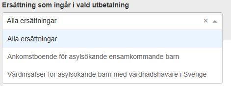 Informationen om utbetalningar kan exporteras till Excel med hjälp av knappen exportera. Excel-filen möjliggör att ni internt inom er organisation kan konvertera filen till andra format.