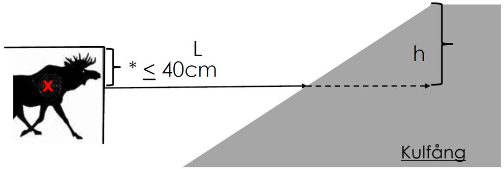 Dimensionerande faktorer och begrepp Kulfångets höjd, viltmål 80 m Kulfångets höjd bestäms av