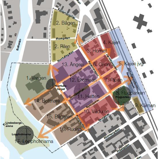 Norra stadskärnan - Planprogram 141125 Koncentrerad handel. Central mötesplats, utveckling bostäder.