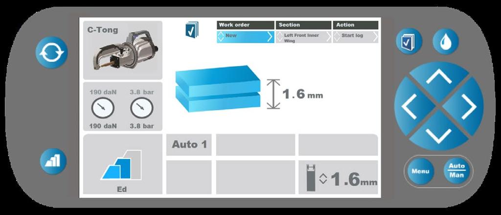 04 I 05 SMART OCH SÄKERT INTELLIGENT PRESTANDA HÖG PRESTANDA CTR7s C-Tång har en inbyggd pneumatisk funktion som automatisk trycker ihop svetsspetsarna.