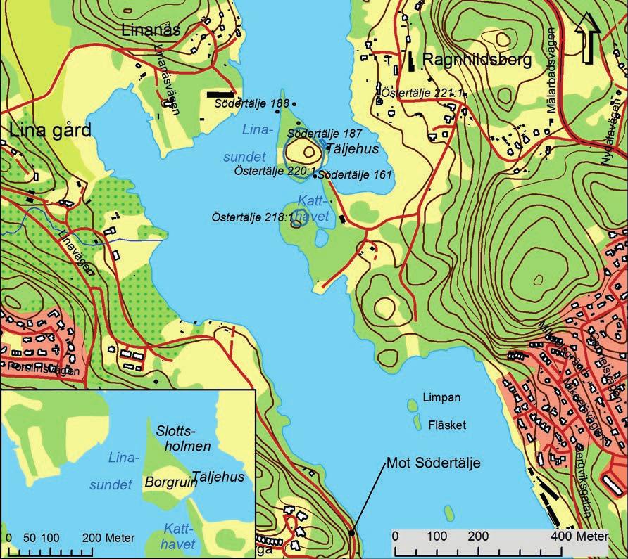 Nyskyltat vid Täljehus Figur 2. Utdrag ur Fastighetskartan som visar Täljehus samt närliggande område. Skala 1:10 000.