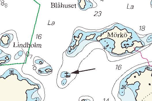 5 Nr 24 Sjökort: 621, 622 1196 Sverige. Norra Östersjön. SV om Arkösund. S om Lönshuvud. Grund.